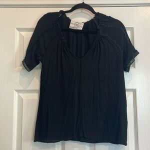Sloan rogue size M black blouse. V neck with eyelet detail